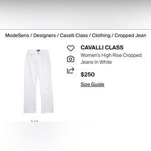Roberto Cavalli High Rise Jeans in Crisp White
